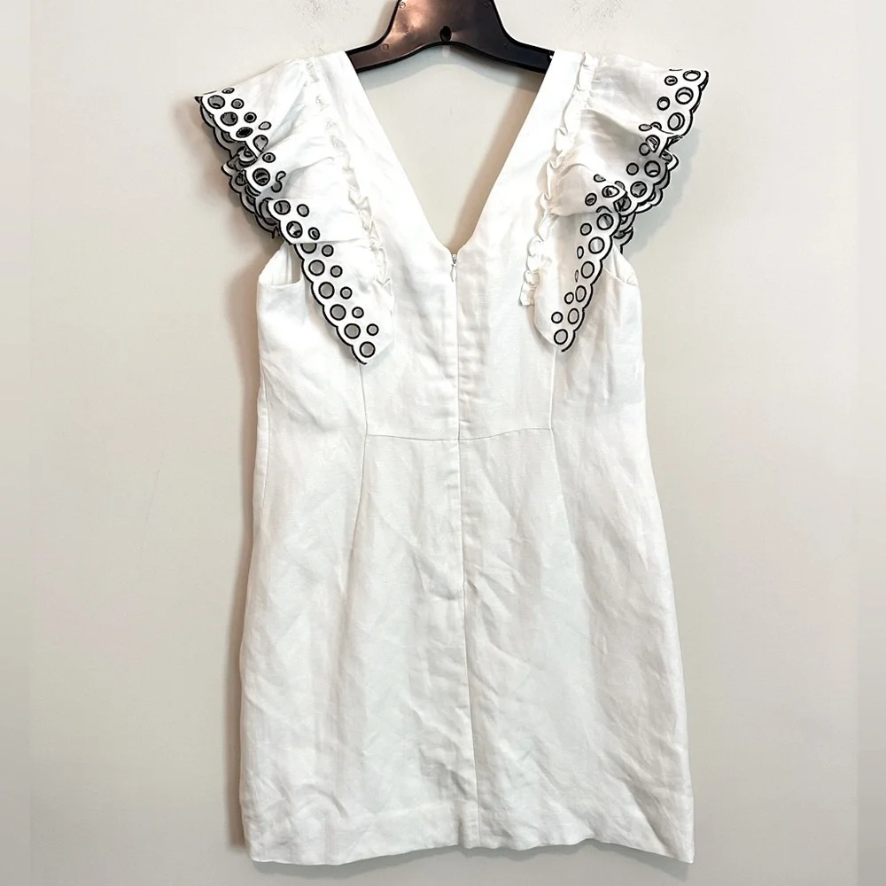 J. Crew Collection White Eyelet Flutter Sleeve Linen
Sheath Dress Size 2 - Picture 7 of 15